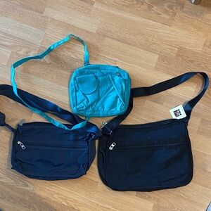 Set of Three Crossbody Bags in Black and Green